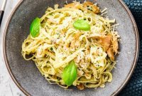 Luscious Salmon Pesto Pasta