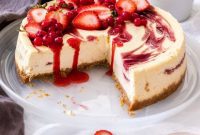 Luscious Strawberry Swirl Cheesecake