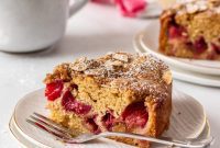 Tangy Rhubarb Swirl Coffee Cake