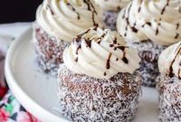 Fluffy Vanilla Lamington Cupcakes