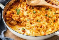 Simple Skillet Pesto Chicken Pasta Bake