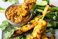 Grilled Thai Peanut Chicken Skewers