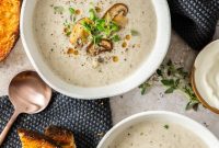 Creamy Roasted Cauliflower & Wild Mushroom Soup