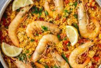 Sizzling Prawn Chicken and Chorizo Paella