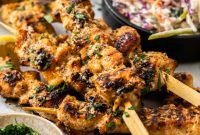 Parmesan Crusted Garlic Chicken Skewers