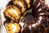 Heavenly Chocolate Chip Bundt Cake with Creamy Cheesecake Filling