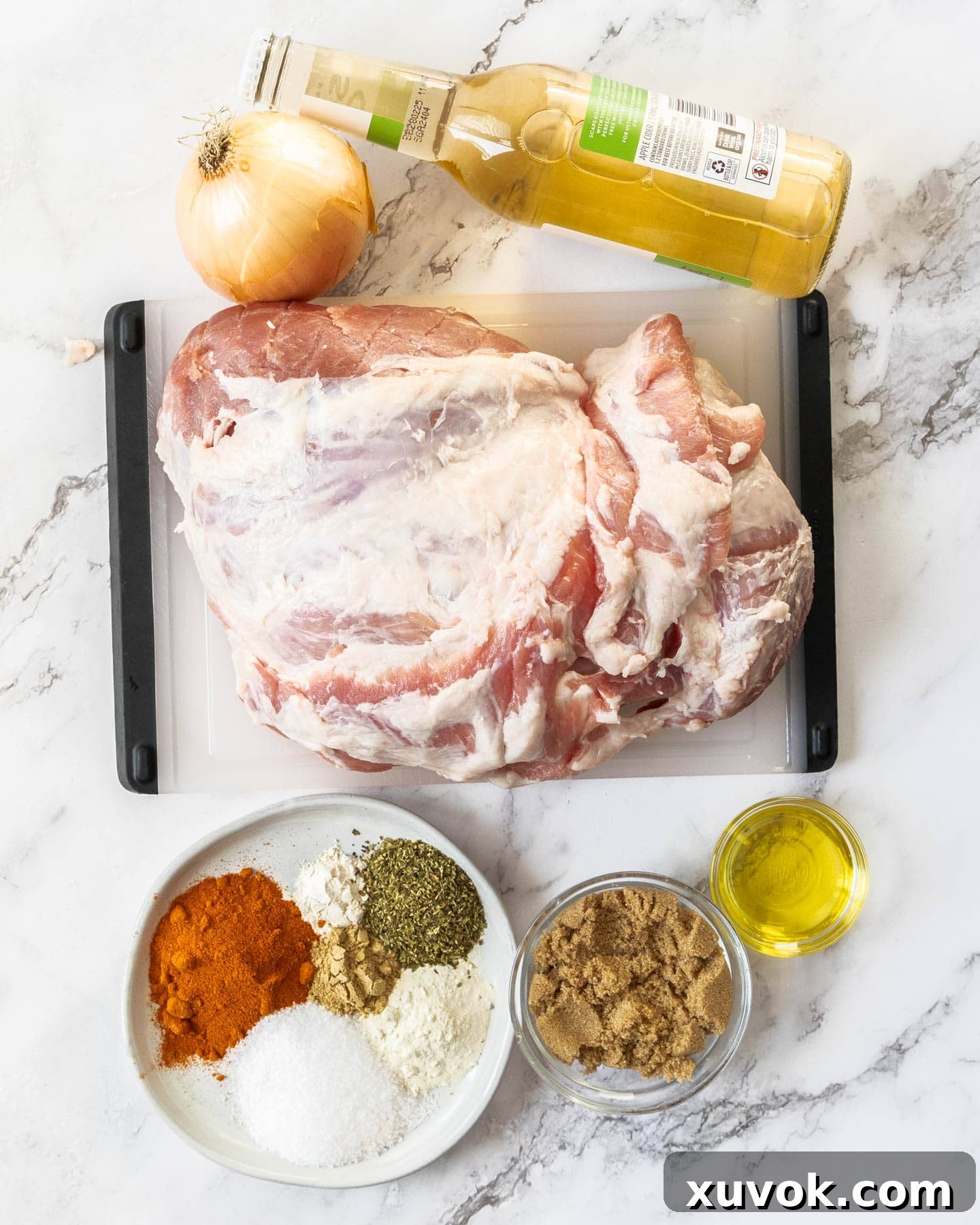 Ingredients for slow cooker pulled pork.
