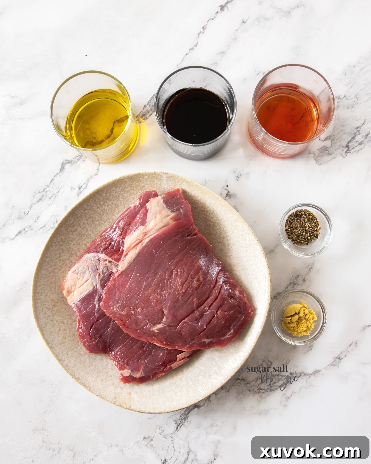 Ingredients for steak marinade.