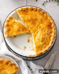 Bridseye view of the top of a golden pie.