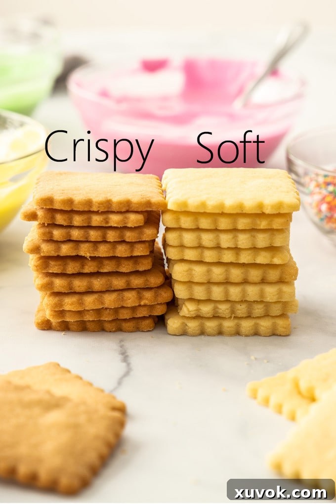 Two stacks of homemade sugar cookies, one lighter and softer, the other golden and crisp.