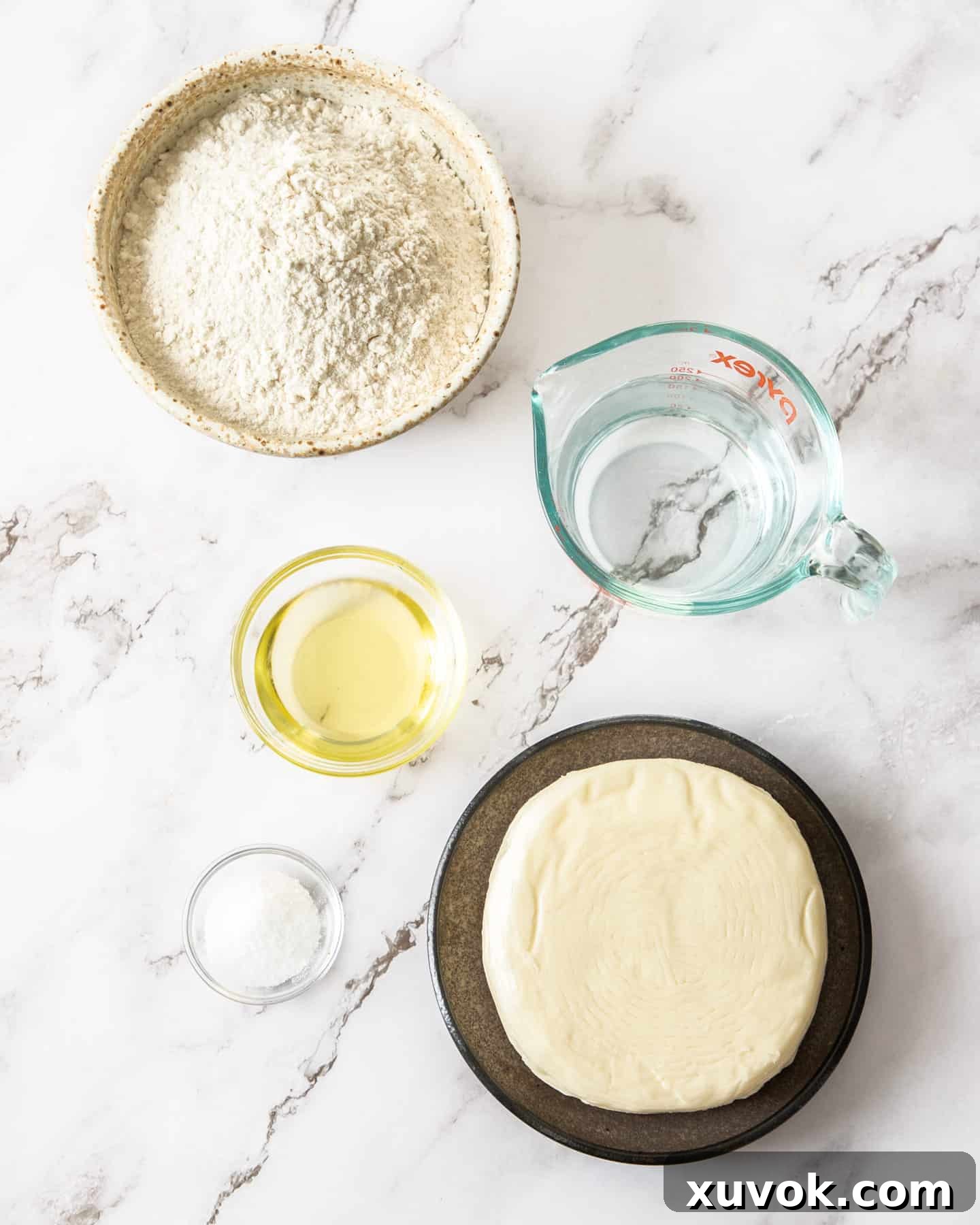 Ingredients for focaccia di recco.