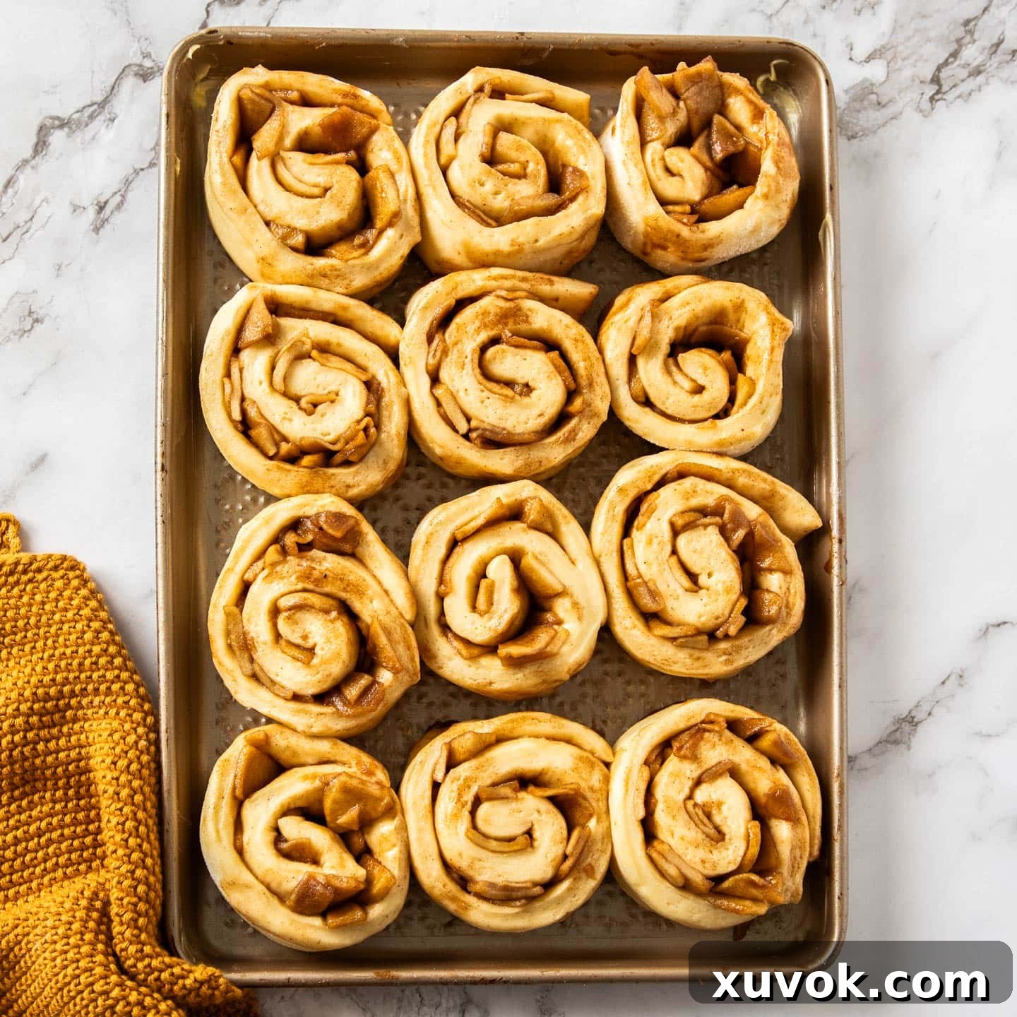 The cinnamon rolls after rising - ready to bake.