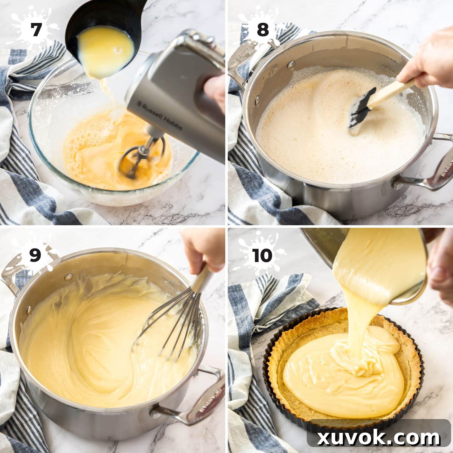 A collage showing how to make the filling.