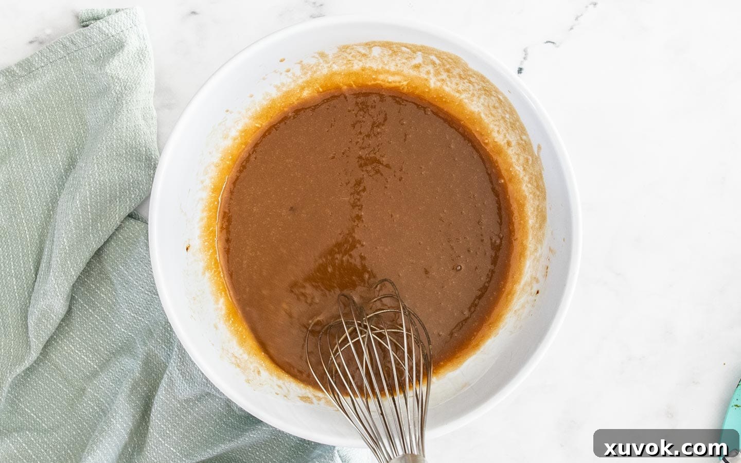 The wet ingredients in a bowl.