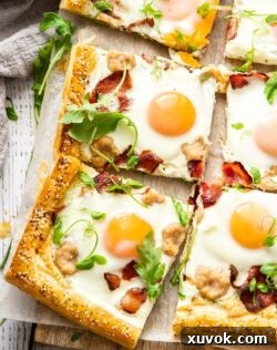 Closeup of two slices of breakfast tart.