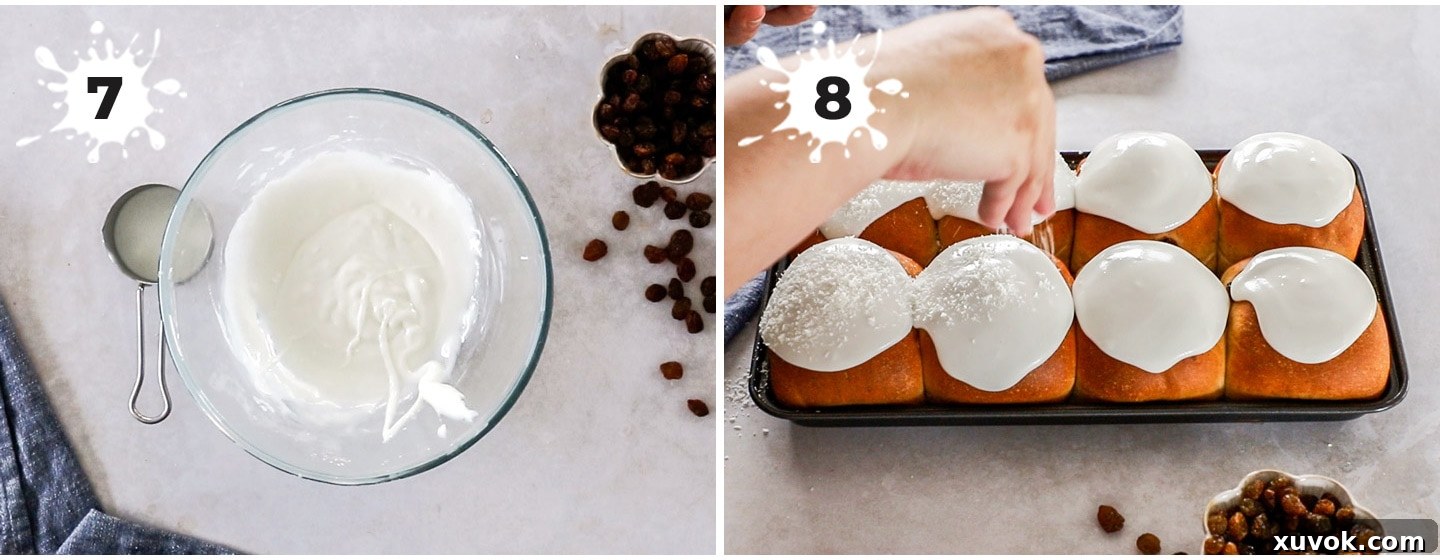 A collage of 2 images showing how to make the icing.