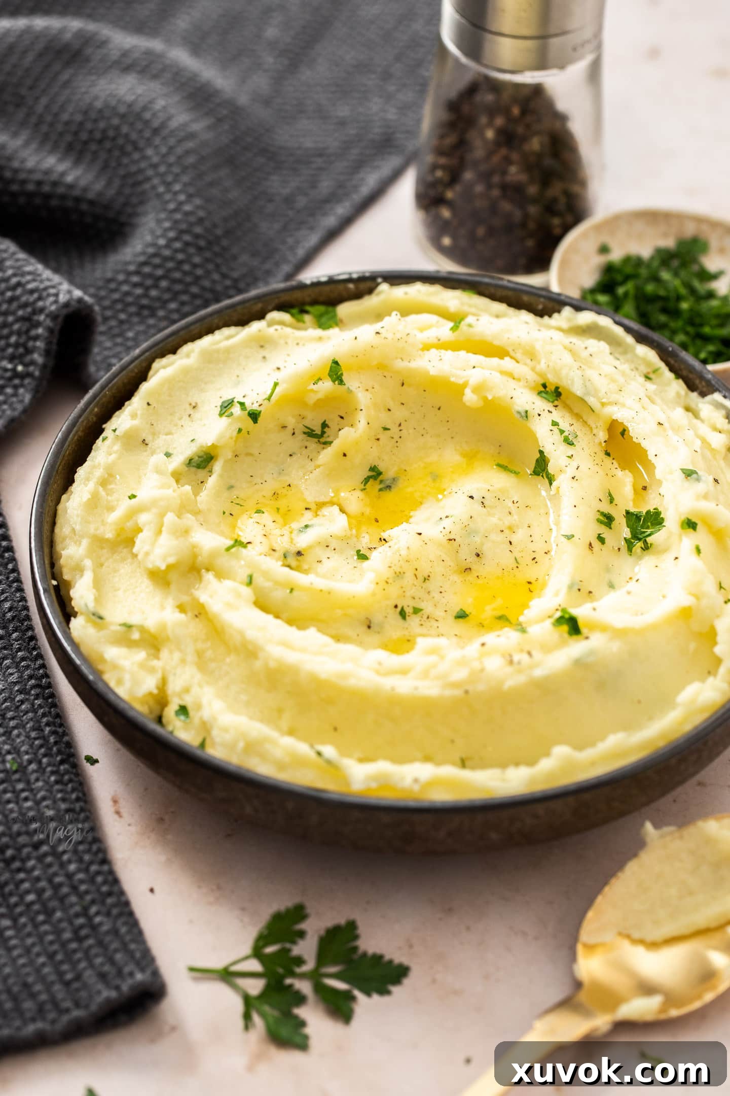 Creamy mashed potato in a bowl.