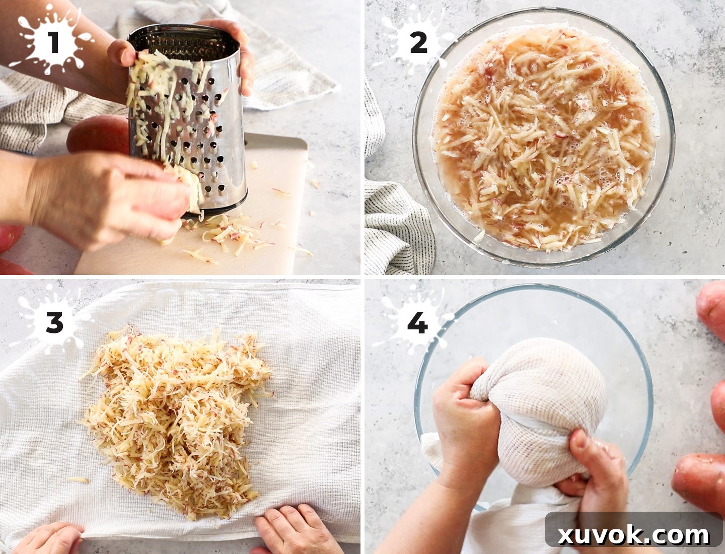 A collage showing how to prepare the potatoes.