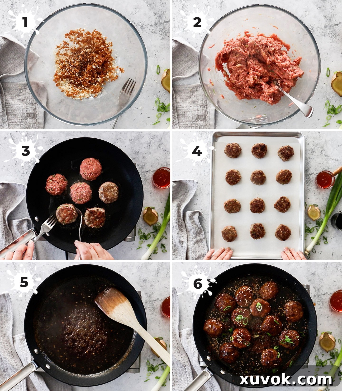 A collage showing how to make turkey rissoles.