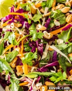 Super close up of Asian coleslaw.