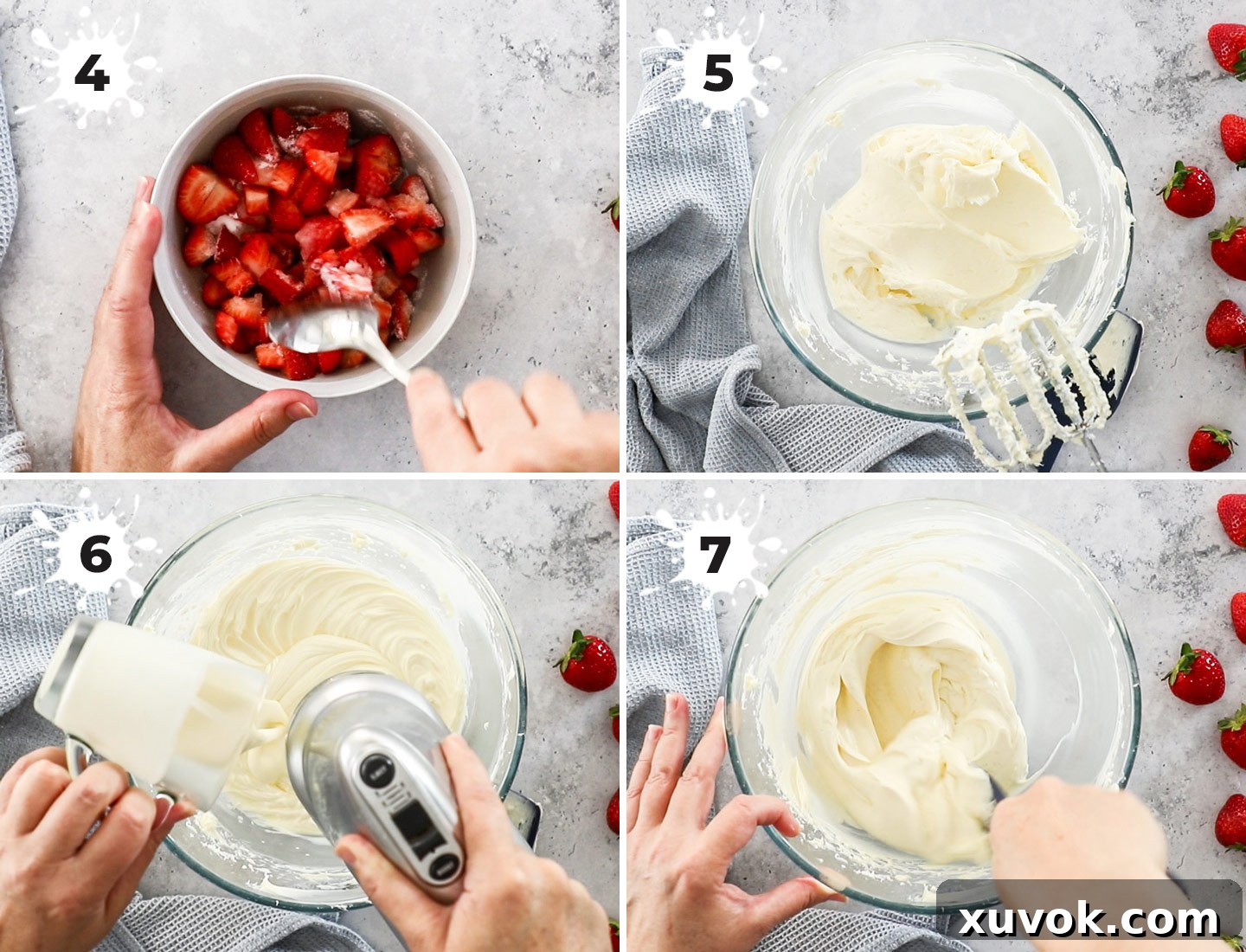 A collage showing how to prepare the filling.