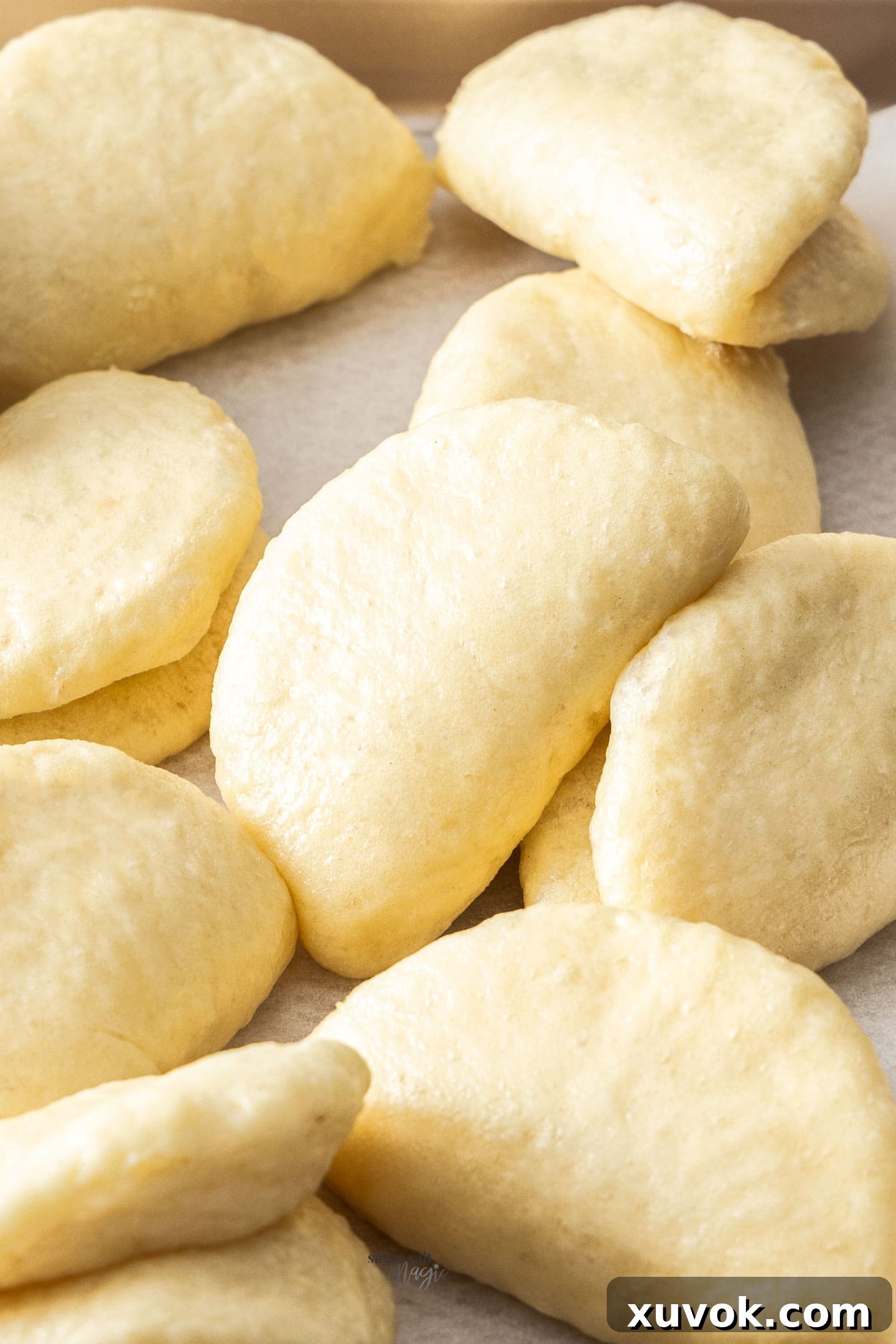 Closeup of empty bao buns.