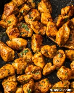 Up close of the spicy chicken bites.