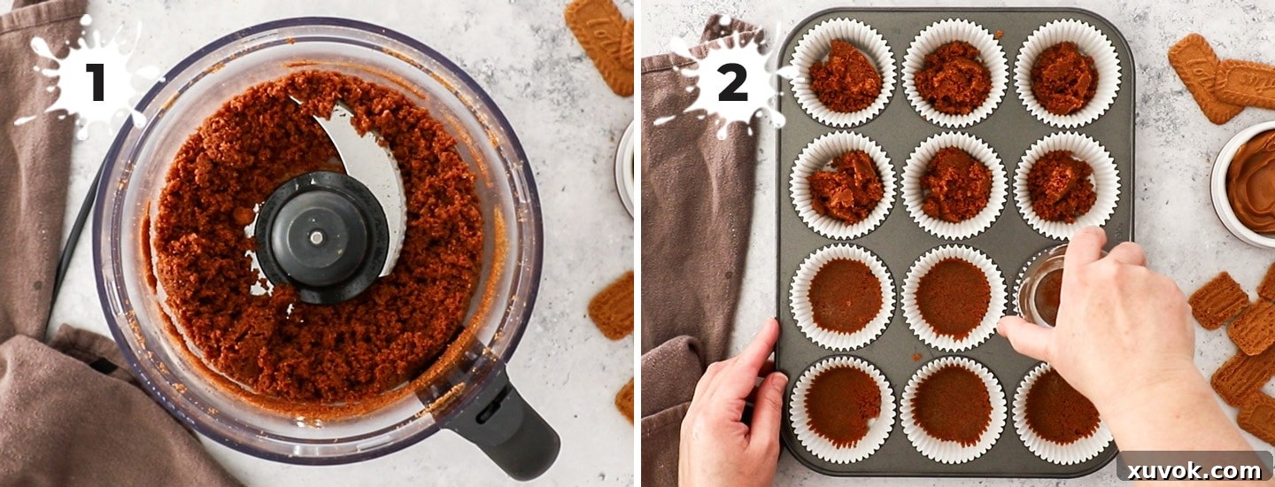 A collage showing how to make the cookie crust.