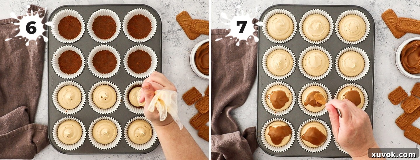 A collage showing how to assemble the cheesecakes.