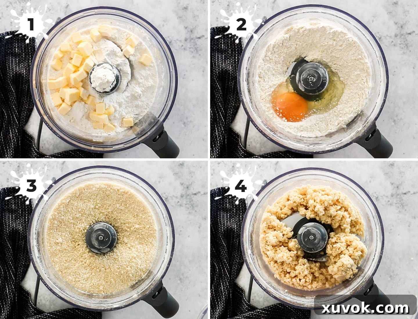 A collage showing how to make the pastry.