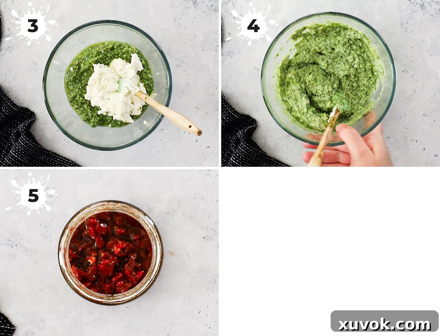 Collage showing how to make the sauces.