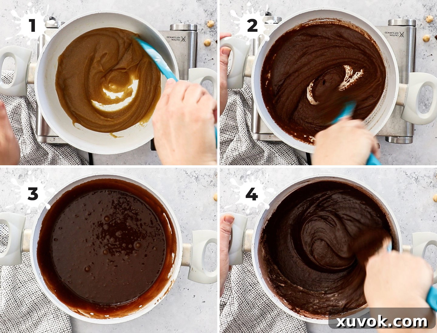 A collage showing how to make the batter.