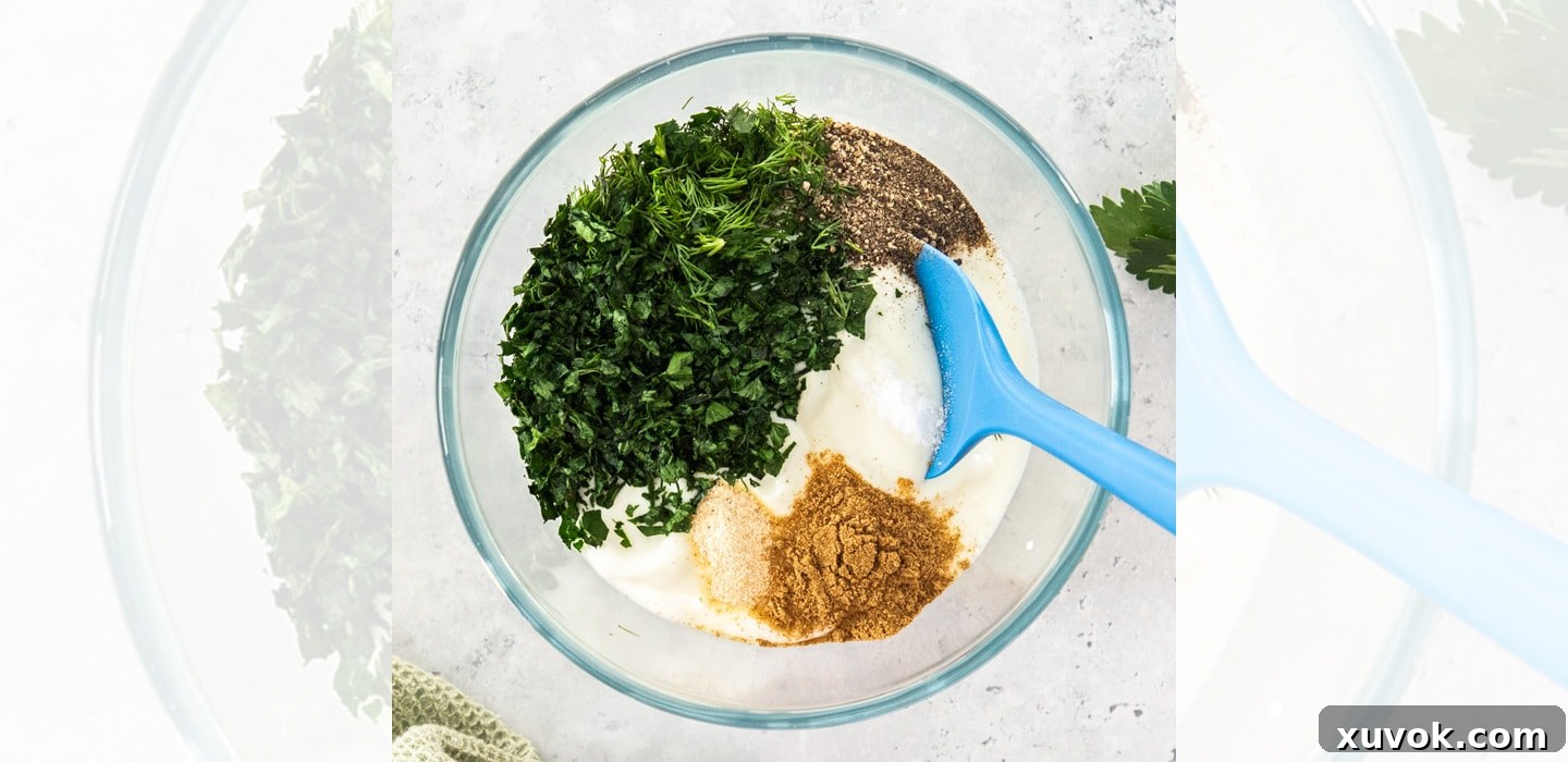 Showing how to combine the dip in a bowl.