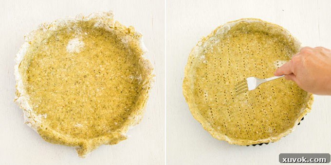 Step 4: Rolling the tart dough into a large circle.