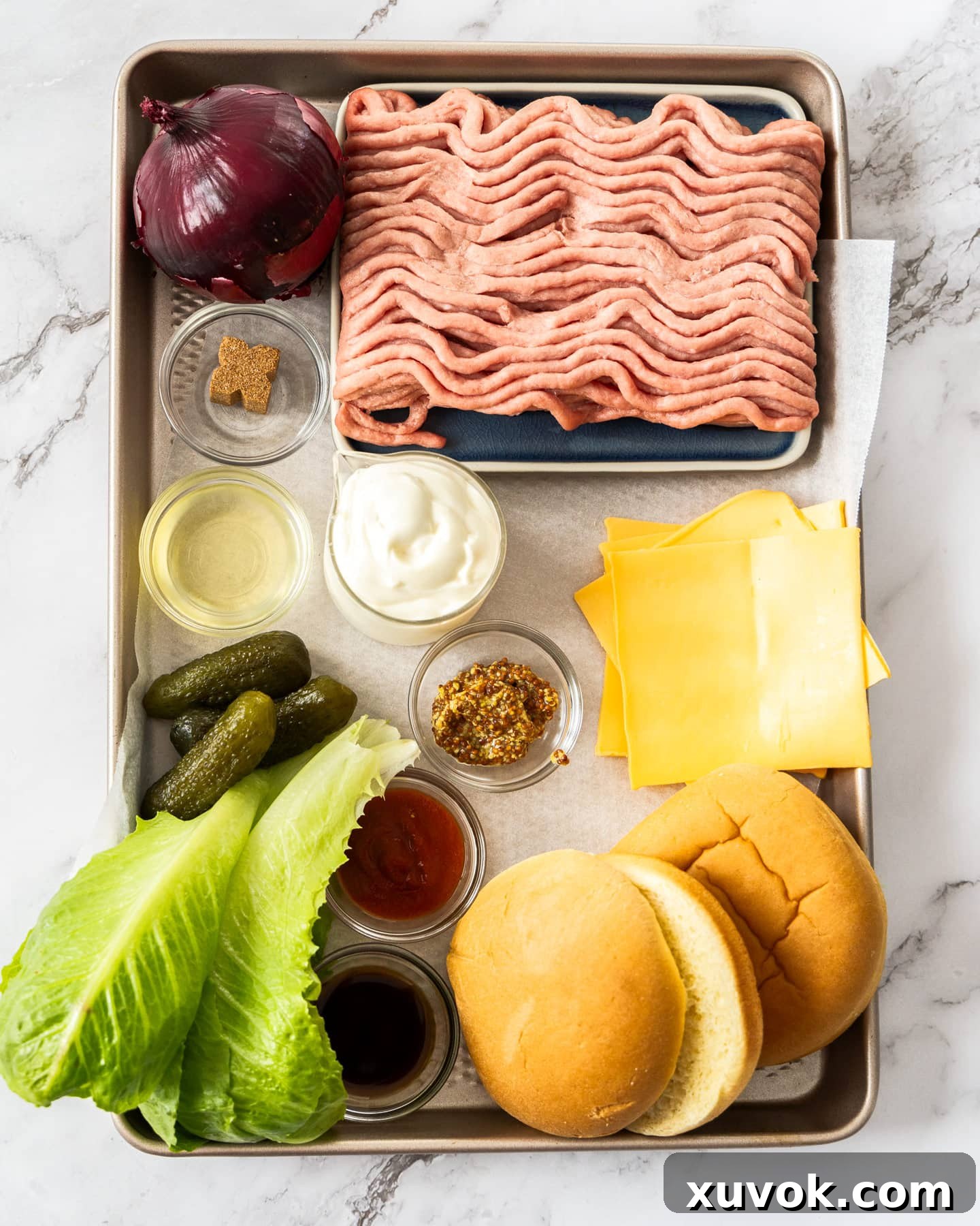 Ingredients for the burgers.
