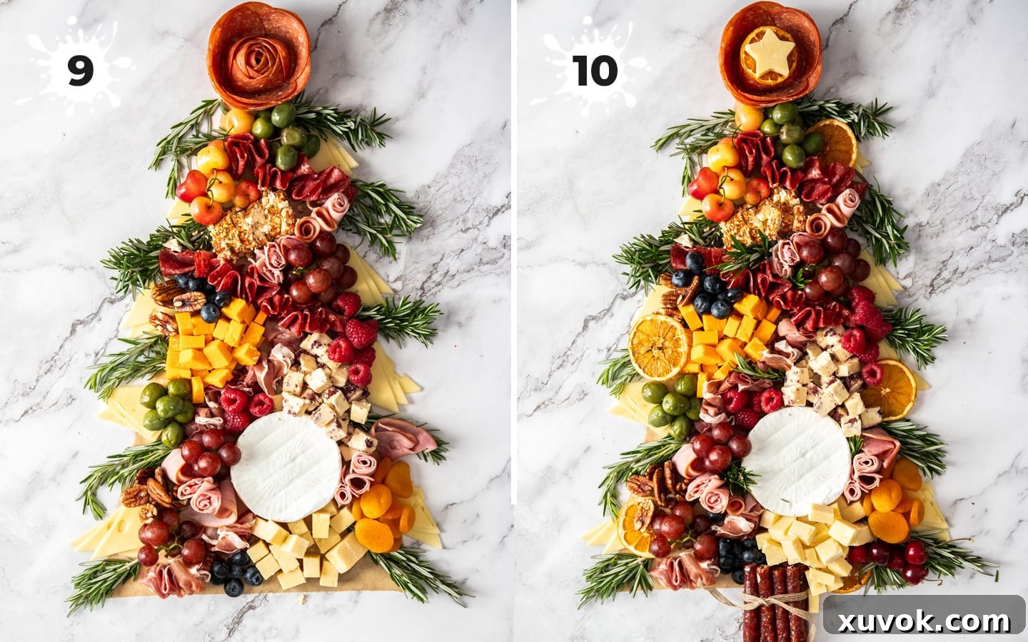 Adding dried fruit and olives.