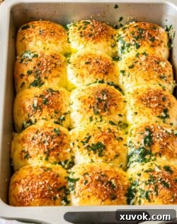 A baking tray with 15 perfectly baked, golden dinner rolls, indicating the yield of the recipe.