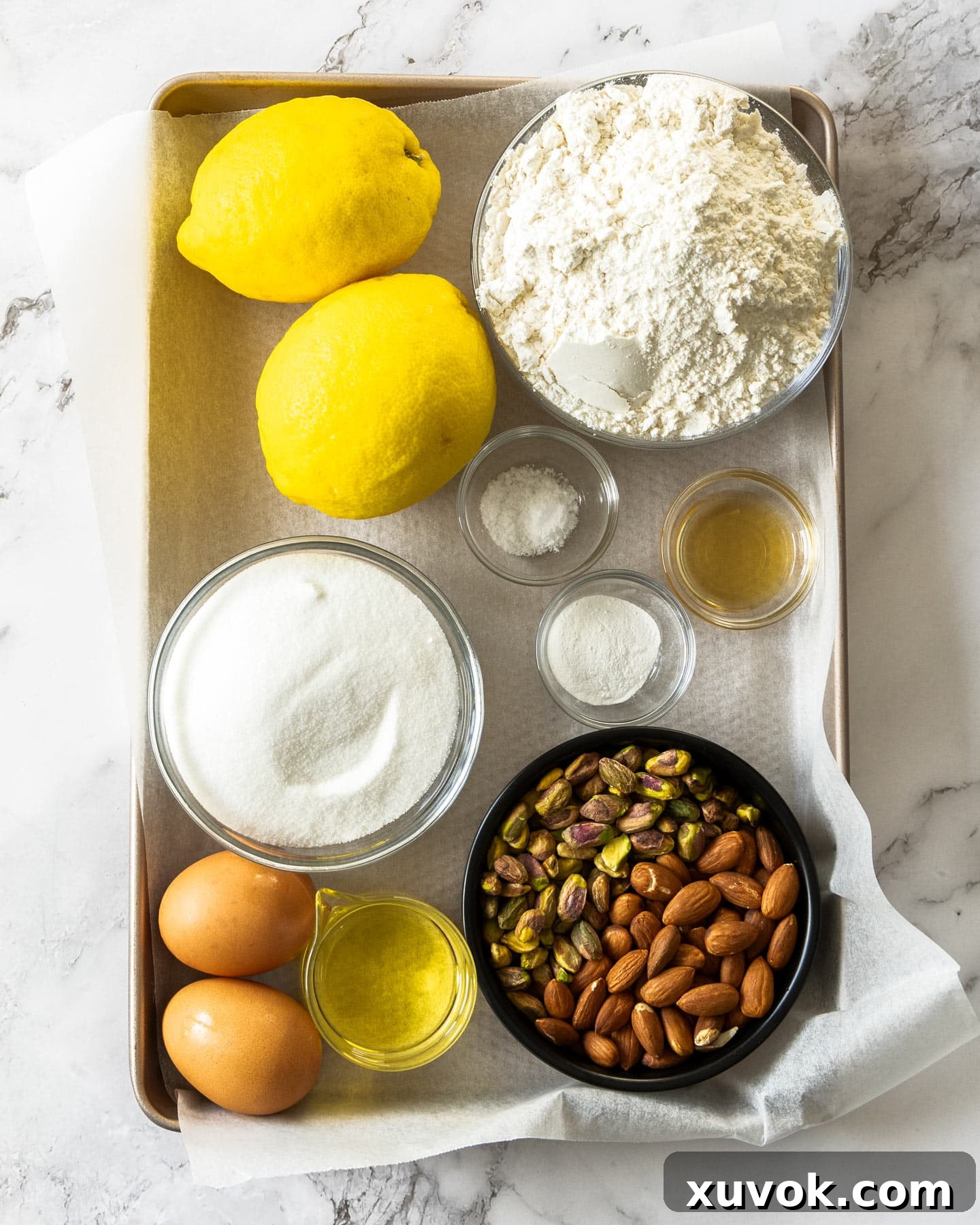 Ingredients for lemon biscotti.