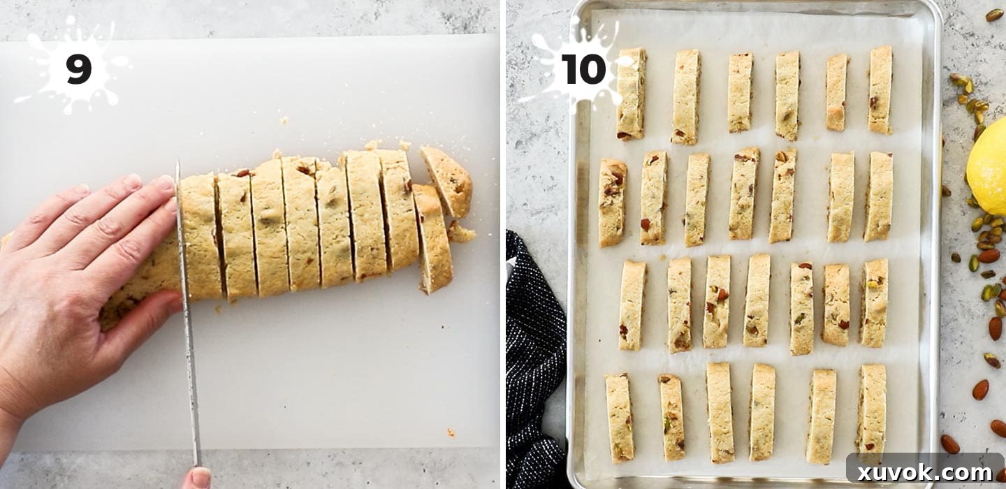 Slicing the biscotti.