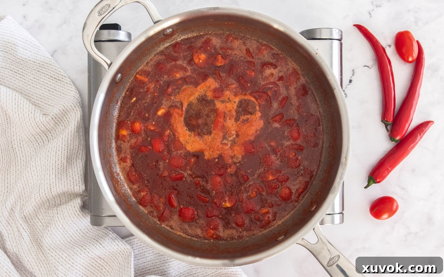 The jam just coming to a boil.
