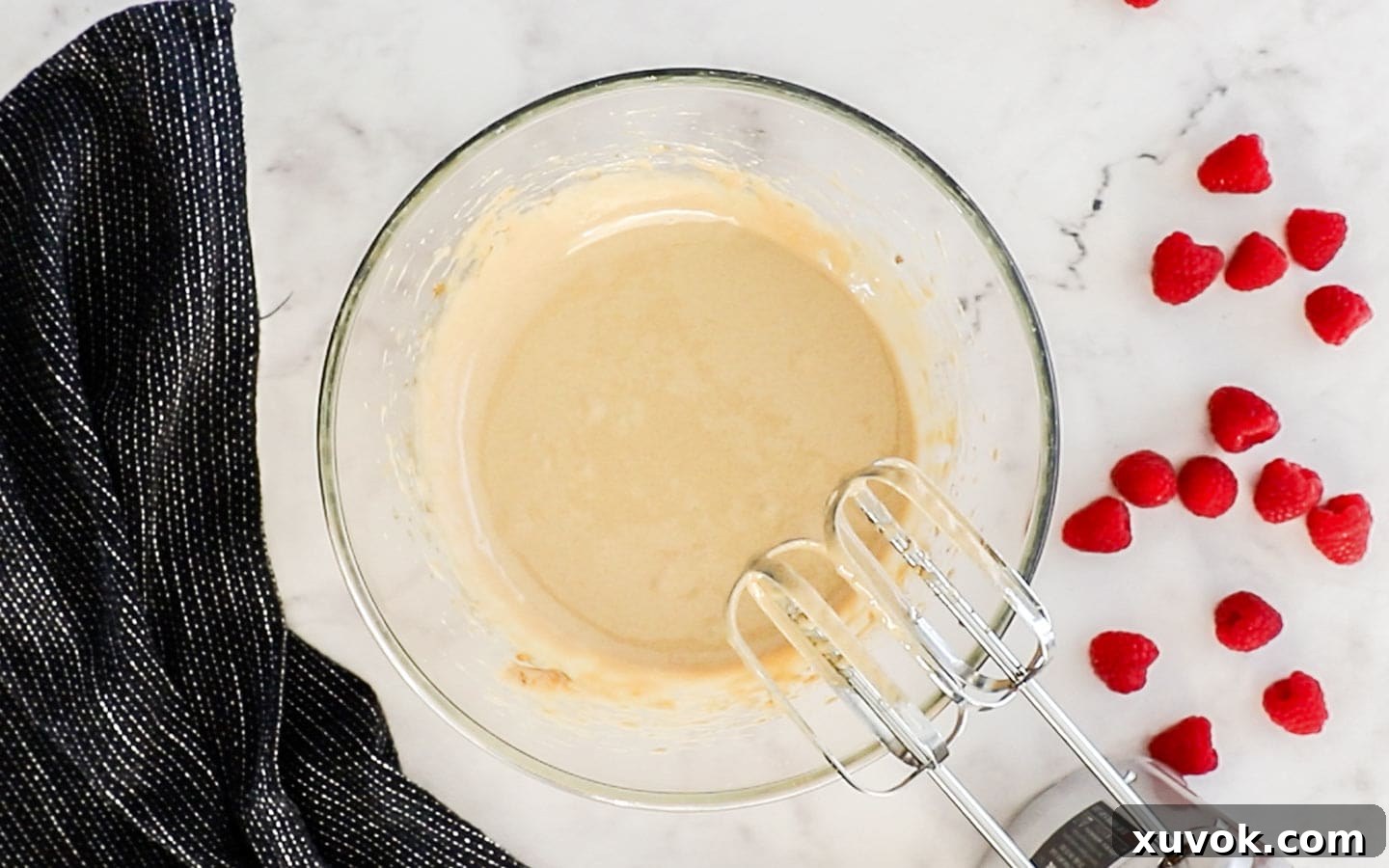 Eggs and sugar beaten together until light and fluffy.