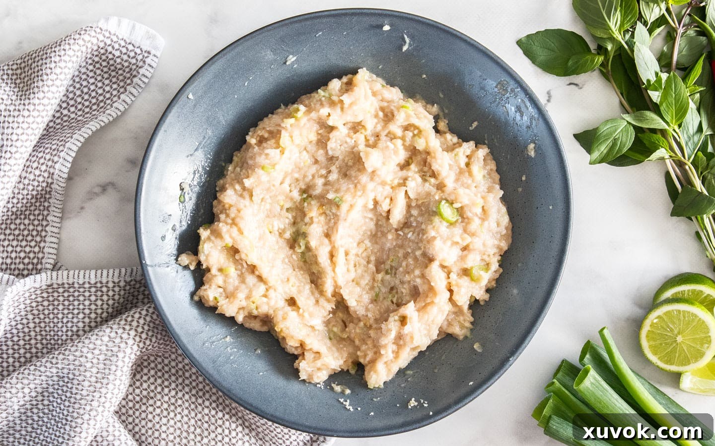 The meatball mixture in a bowl.