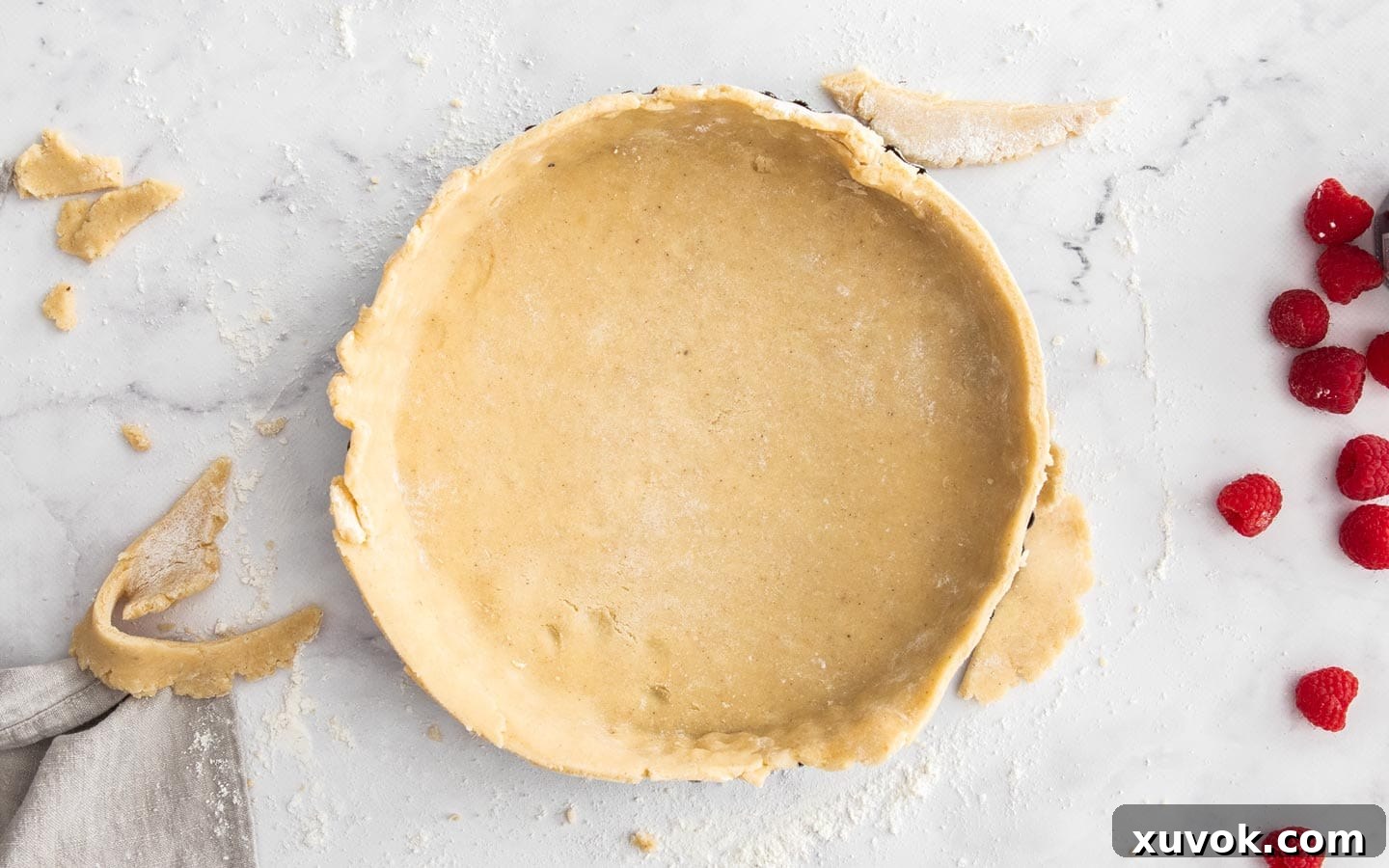 The rolled in the tart pan.