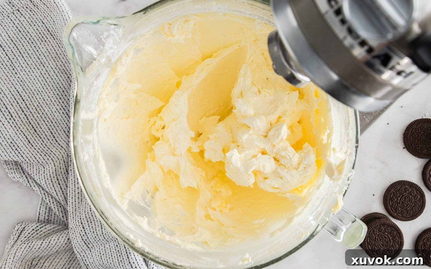 The buttercream after the cream has been whipped in.