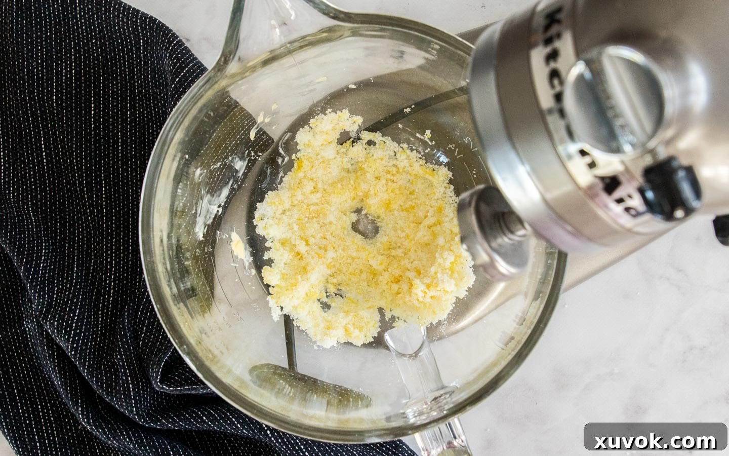 The lemon zest and sugar blended together.