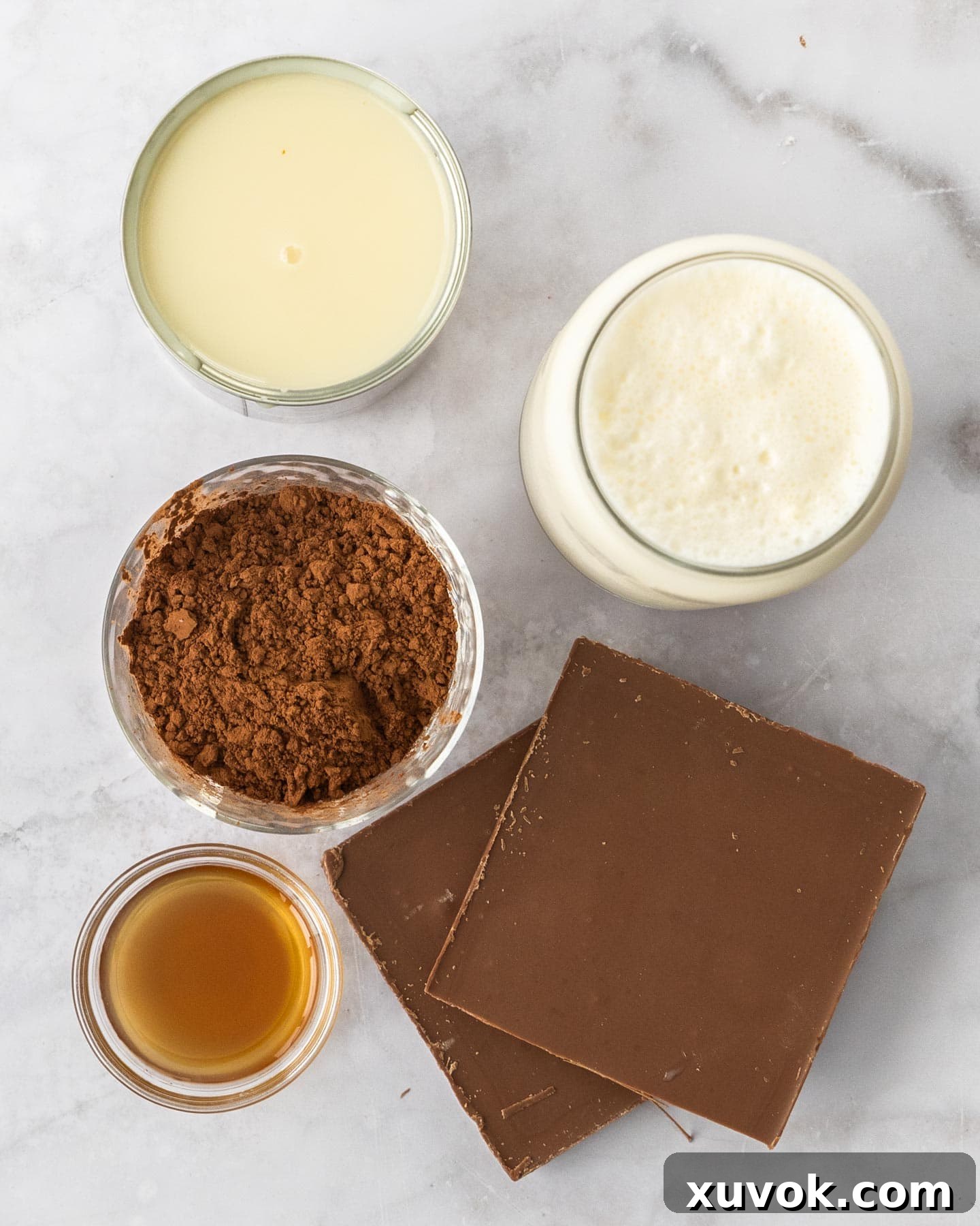 Ingredients for chocolate chocolate chip ice cream.