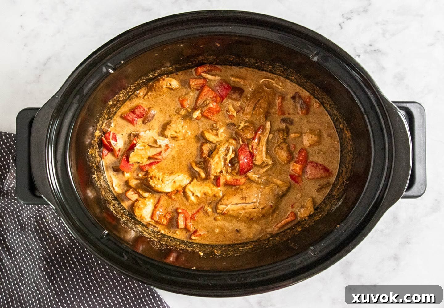 The capsicum added to the satay chicken.