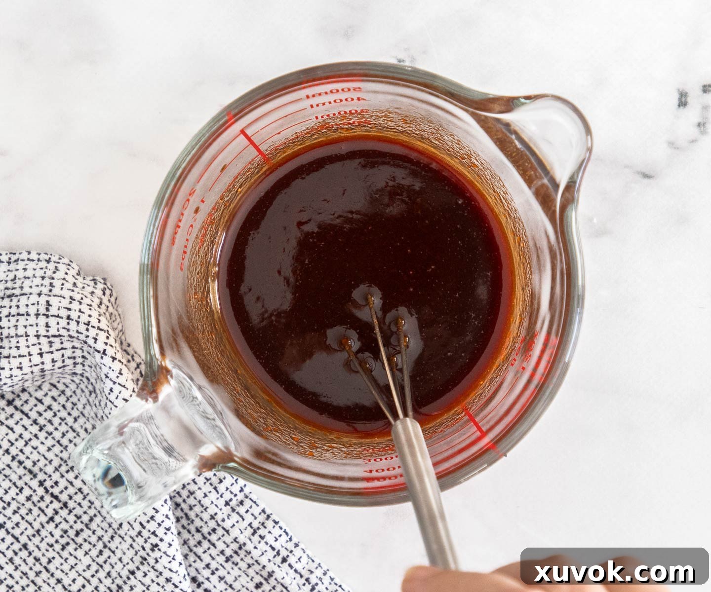 The sauce mixed in a jug.