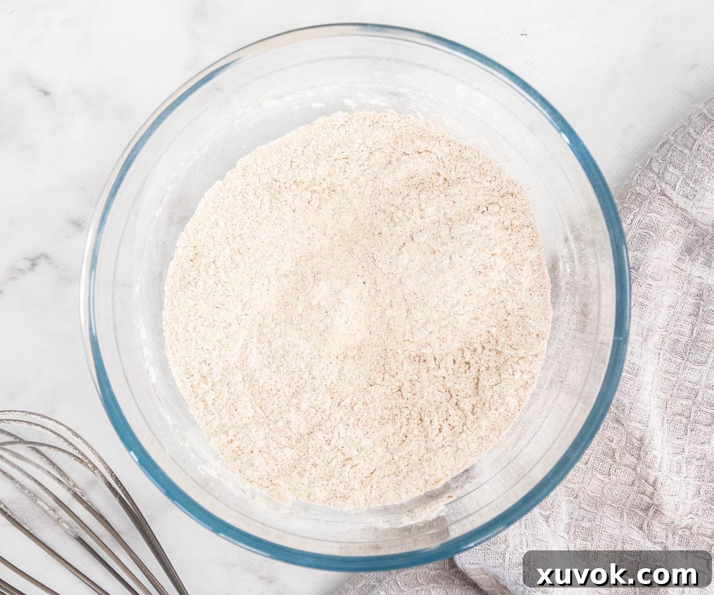 The dry ingredients mixed together in a bowl.