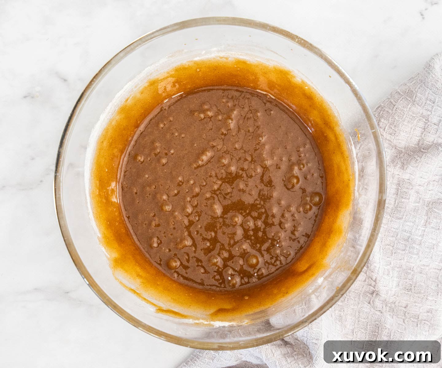 The gingerbread blondie batter in a mixing bowl.
